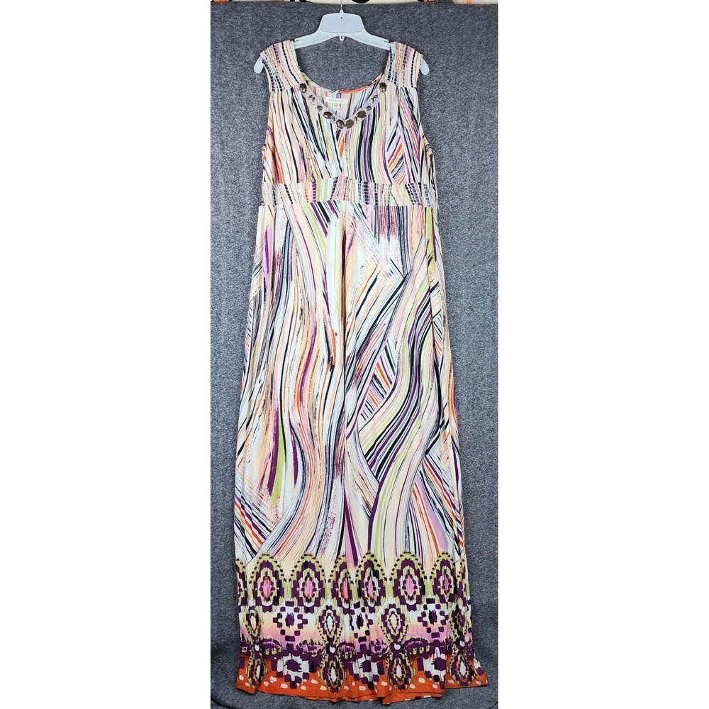 John Paul Richard Maxi Dress Womens XL Multicolor Abstract Gemstone EUC